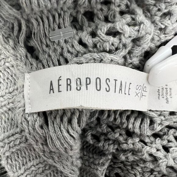 Aeropostale Womens Open Knit 3/4 Sleeve Cardigan Open Front Gray Size XS - Picture 7 of 8